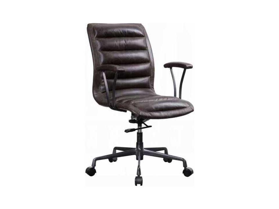 Brown Leather Adjustable Swivel Computer Office Chair