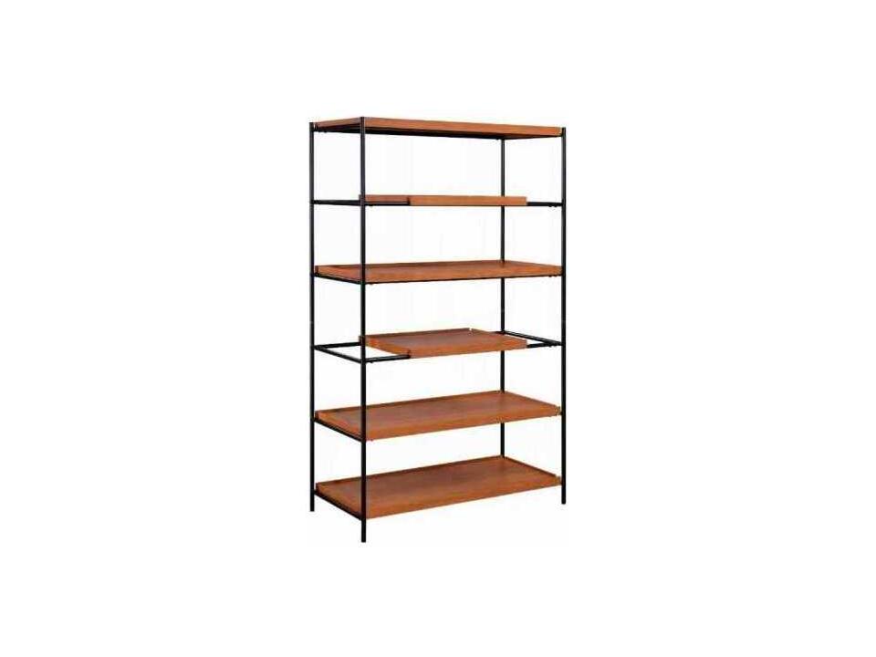Oaken 5-Tier Etagere Bookshelf in Honey Oak and Black