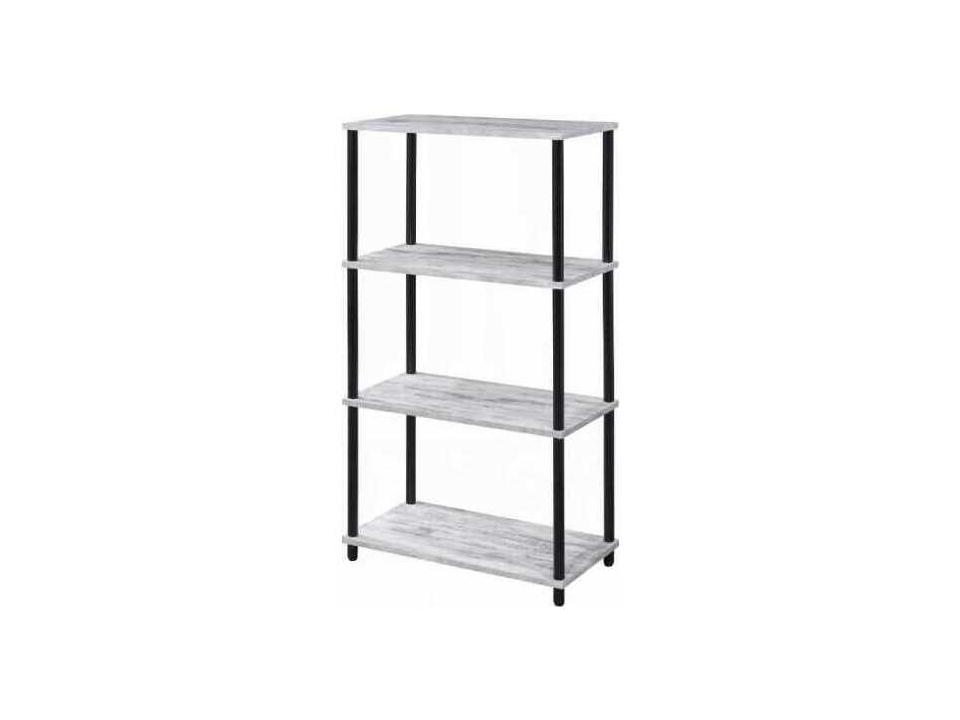 Nypho 4-Tier Bookshelf in Antique White and Black