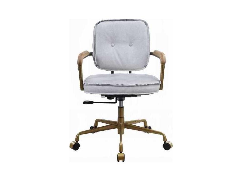Siecross Vintage White Top Grain Leather Swivel Office Chair