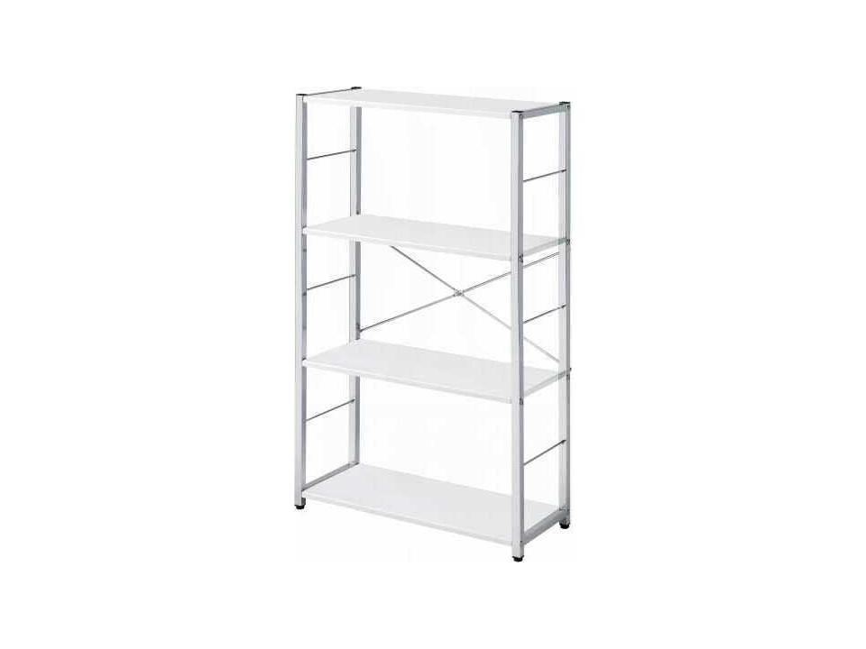 Tennos 4-Tier Bookshelf in White and Chrome