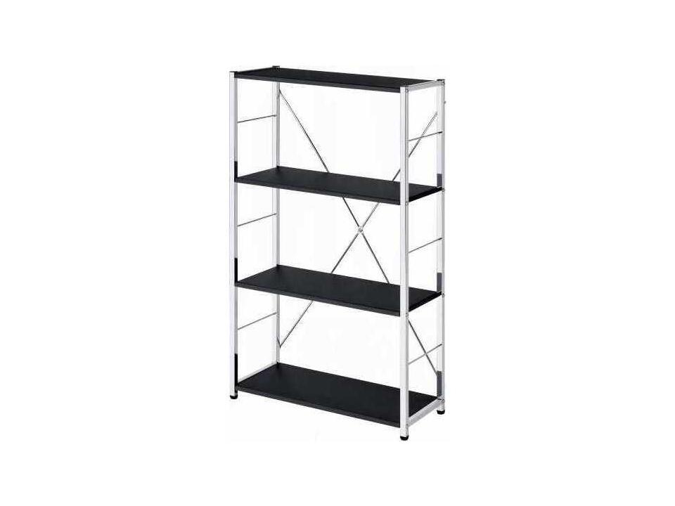 Tennos 4-Tier Bookshelf in Black and Chrome