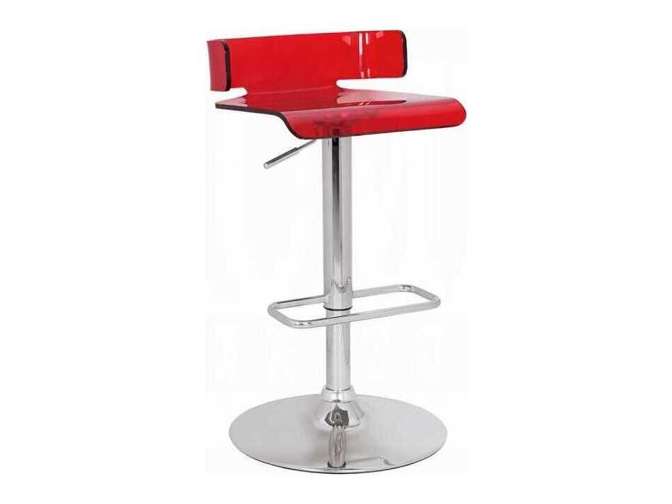 Rania Adjustable Swivel Bar Stool with Chrome Base in Red
