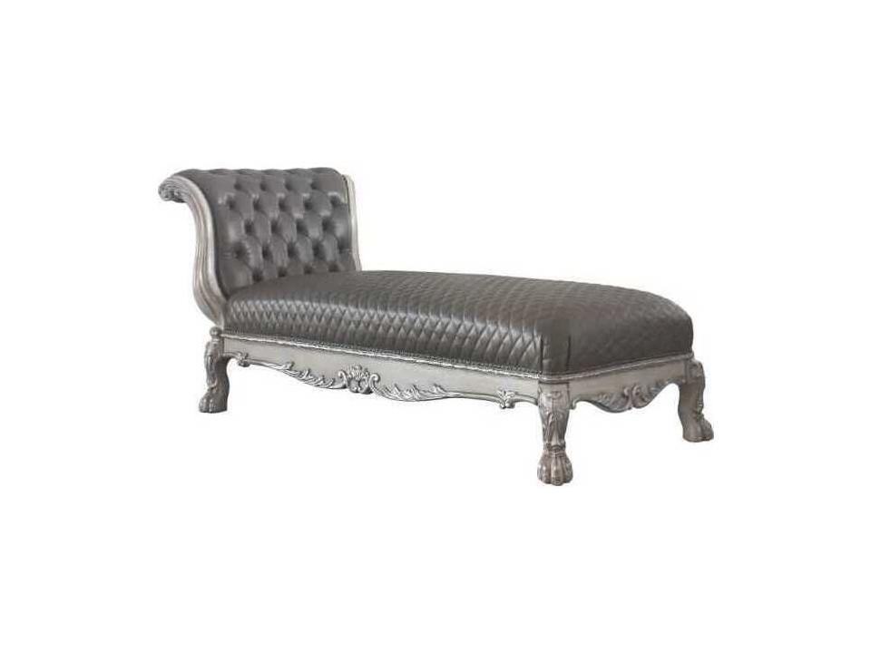 Dresden Gray Faux Leather Chaise