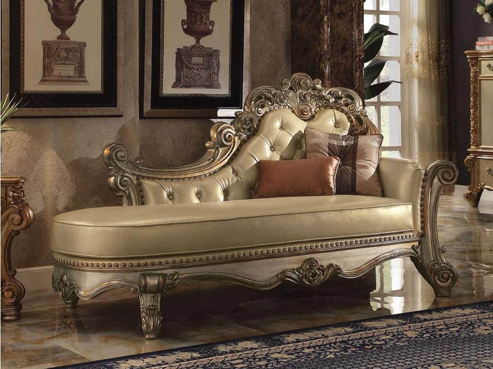 Vendome Beige Leather Chaise