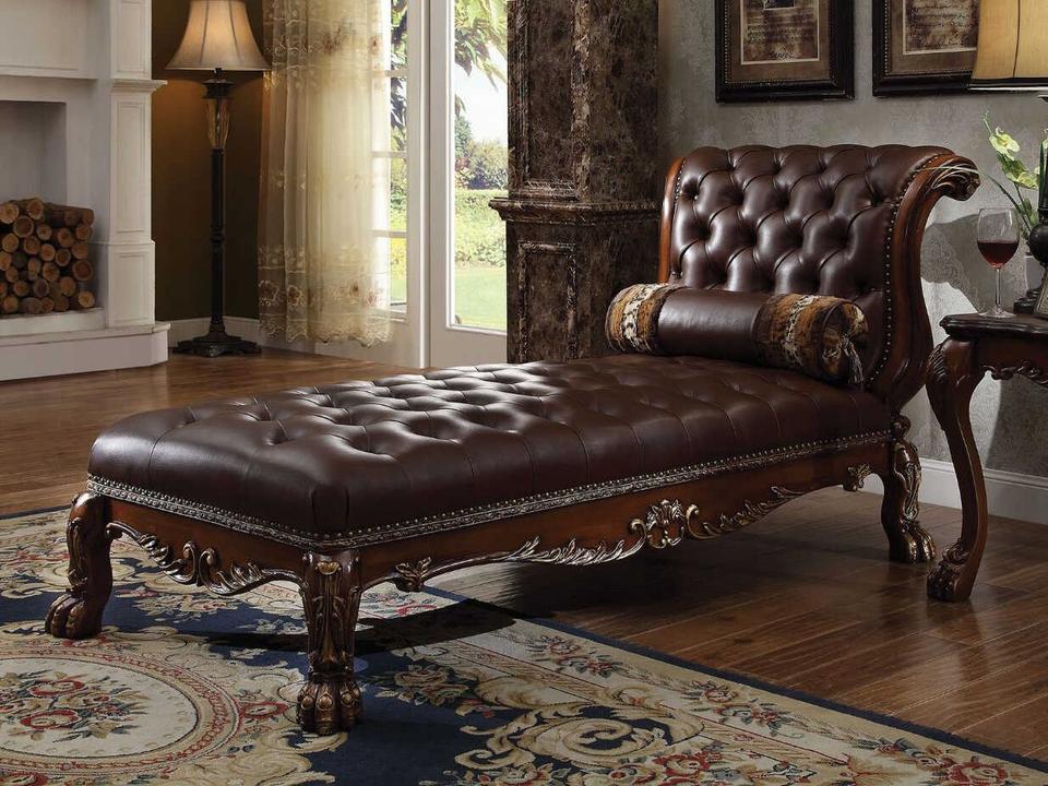Dresden Brown Leather Chaise