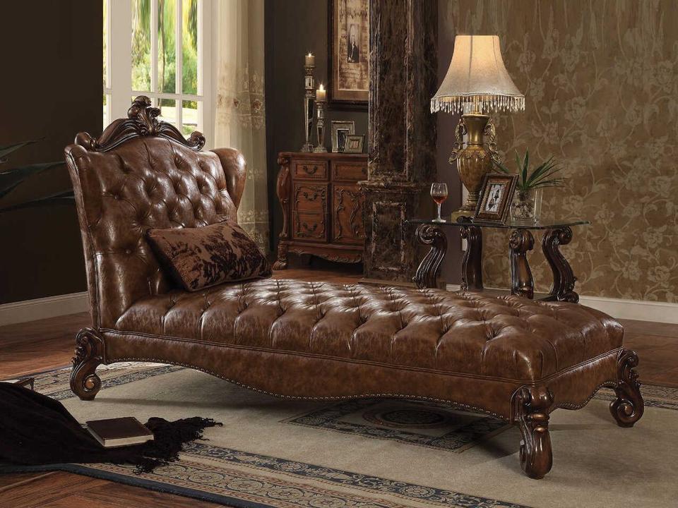 Versailles Brown Leather Chaise