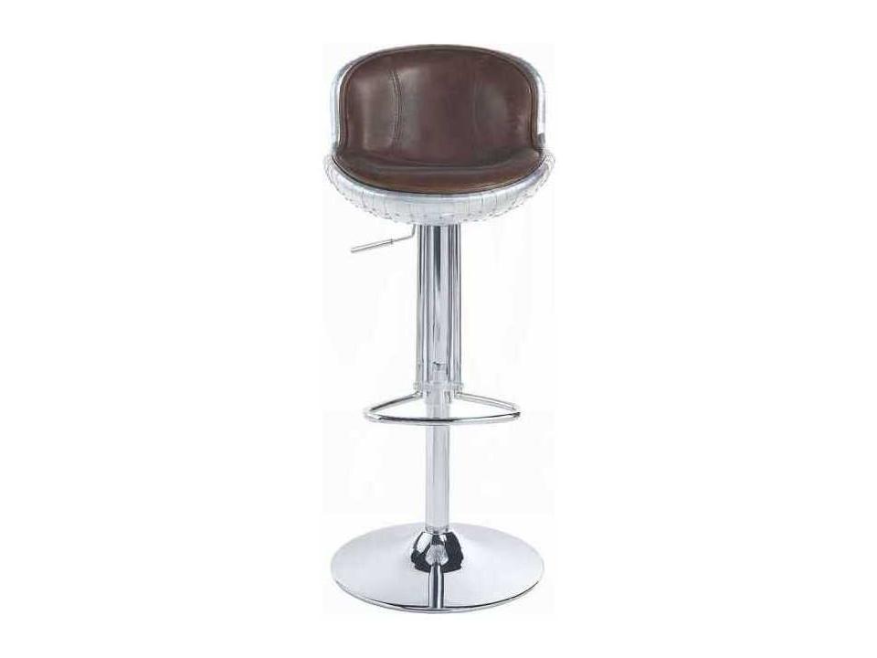 Brancaster Adjustable Swivel Bar Stool in Vintage Brown Leather and Aluminum