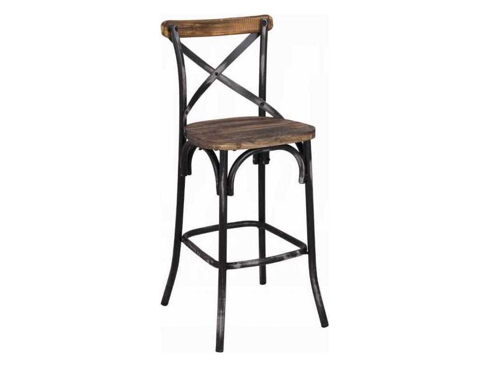Zaire Bar Chair in Walnut and Antique Black Metal