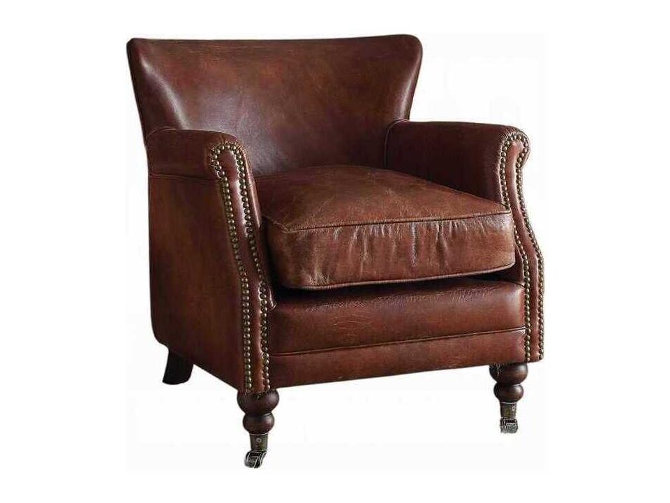 Leeds Accent Chair Vintage Dark Brown Top Grain Leather