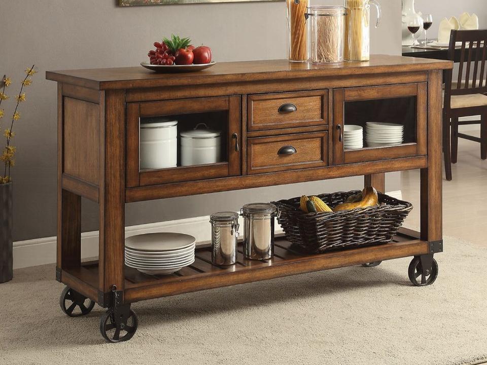 Kadri Kitchen Cart with Distressed Chestnut Finish