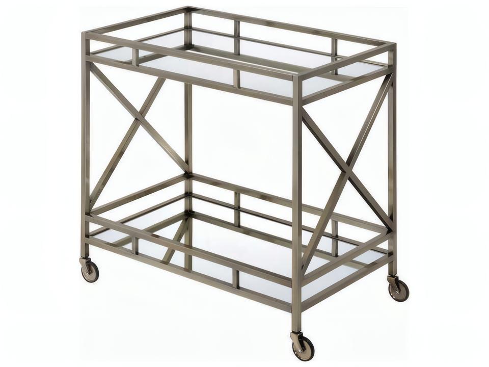 Kristensen Mirrored Serving Cart in Antique Gold