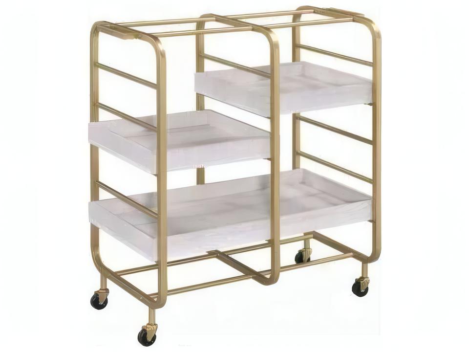 Vorrik Serving Cart in Gold and White Washed Finish