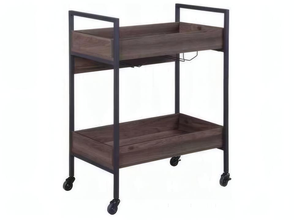 Jerrick Rectangular Serving Cart Walnut and Black Finish