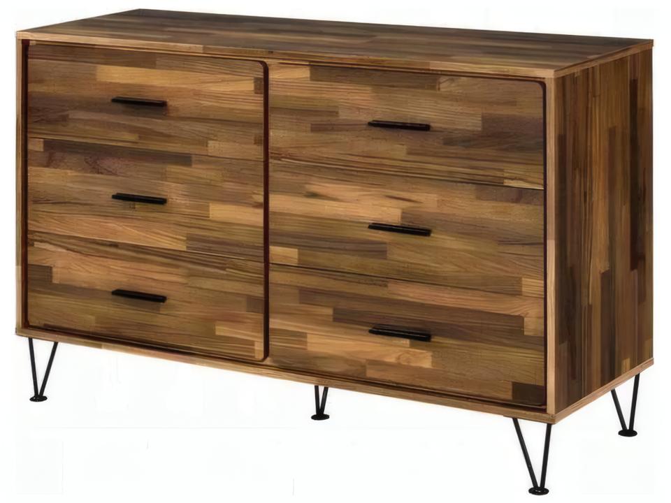 Hestia 6-Drawer Dresser in Walnut with Metal Legs