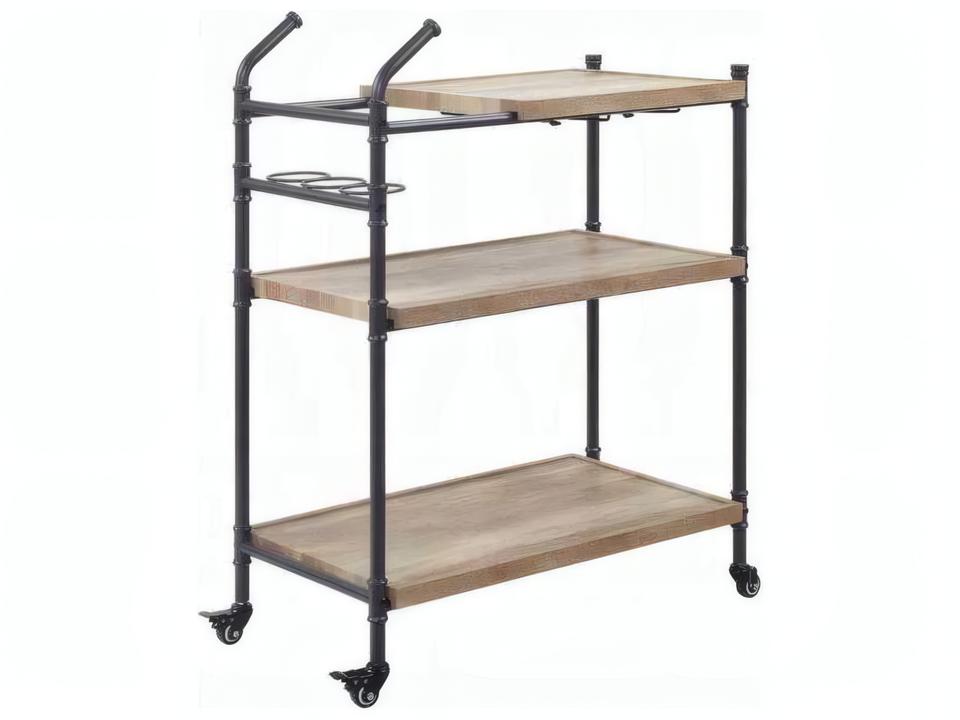 Brantley Wood Brown Oak Sandy Black Bar Cart