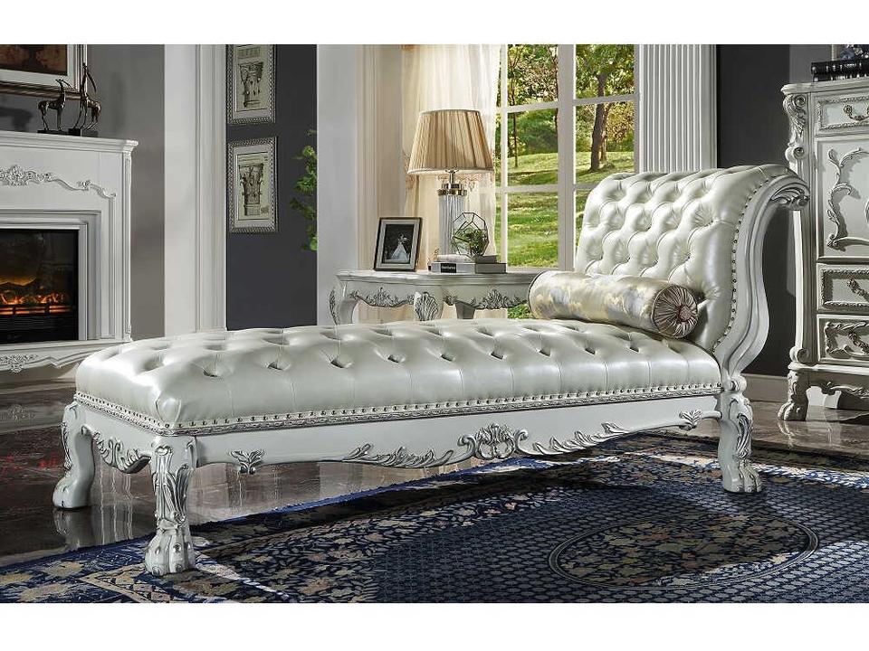 Dresden White Faux Leather Chaise