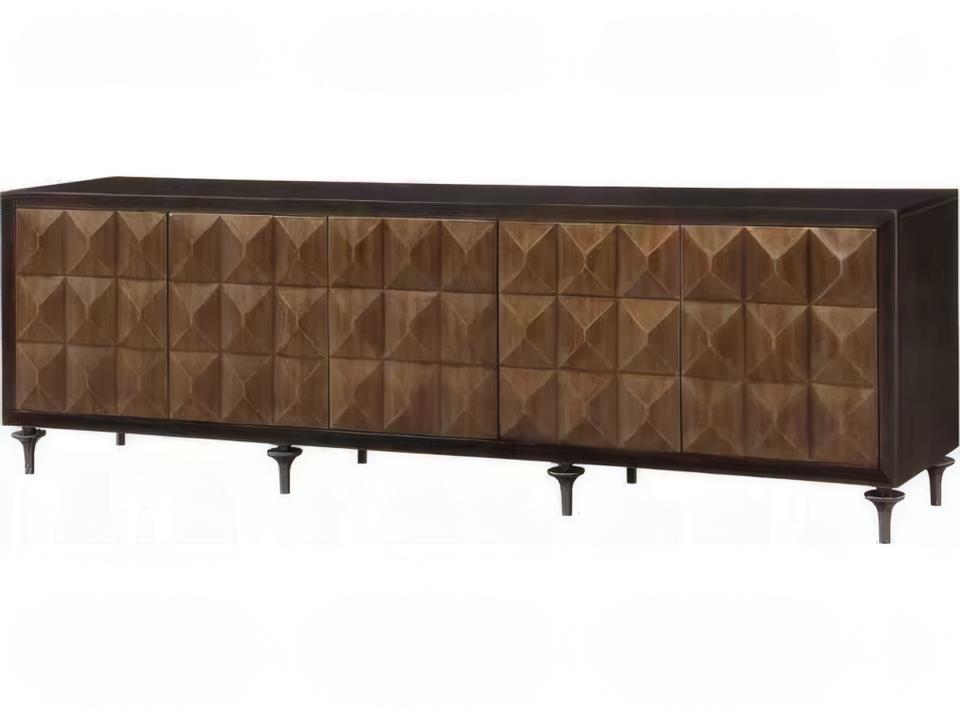 Diya Console Cabinet Forged Bronze and Espresso