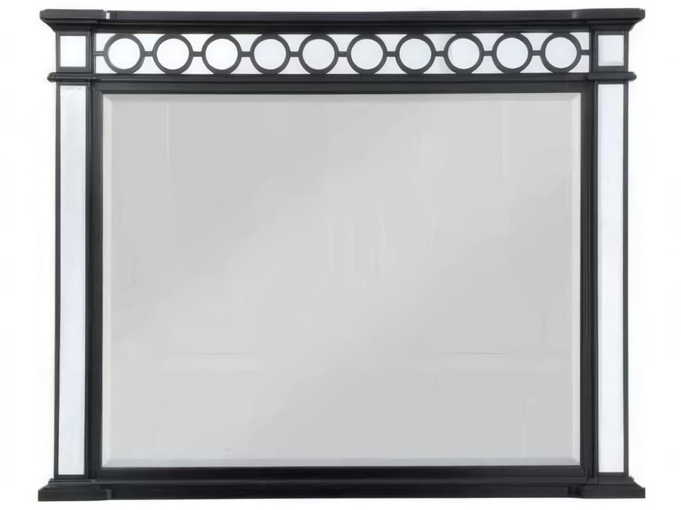Varian II Rectangular Dresser Mirror in Mirrored Black and Silver