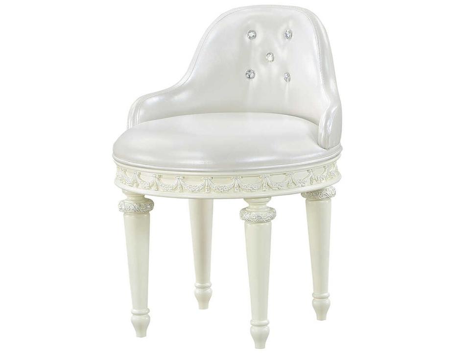 Dorothy Pearl White Ivory Faux Leather Accent Stool