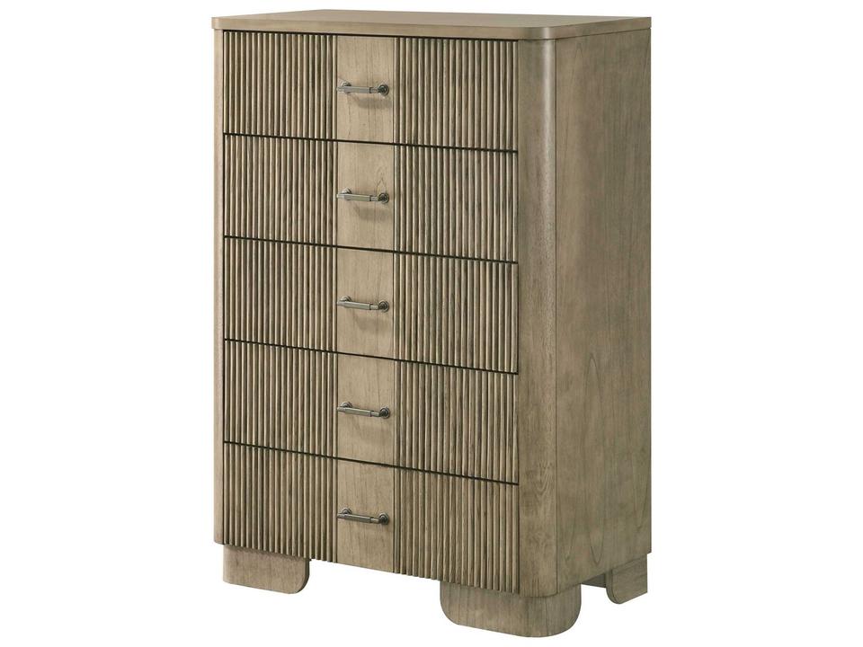 Lakkari 5-Drawer Chest in Antique Oak Transitional Style