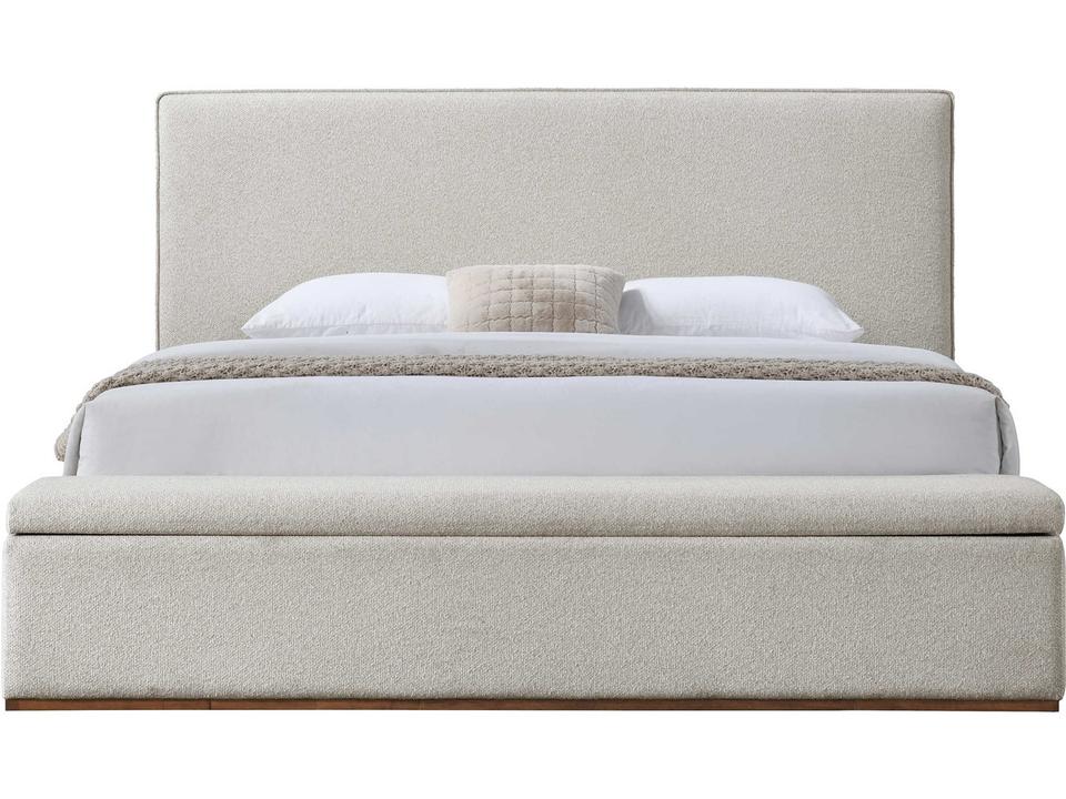 Boxter Queen Beige Linen Upholstered Platform Bed with Storage