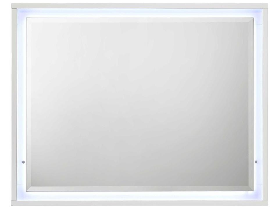 Esther LED Mirror White Silver High Gloss Modern Glam