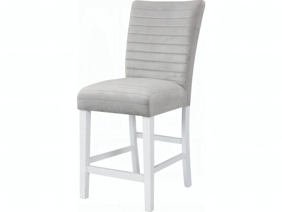 Elizaveta Counter Chair Gray Velvet Gloss White