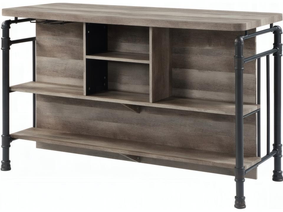 Edina Wood Brown Antique Oak Sandy Gray Bar Cart