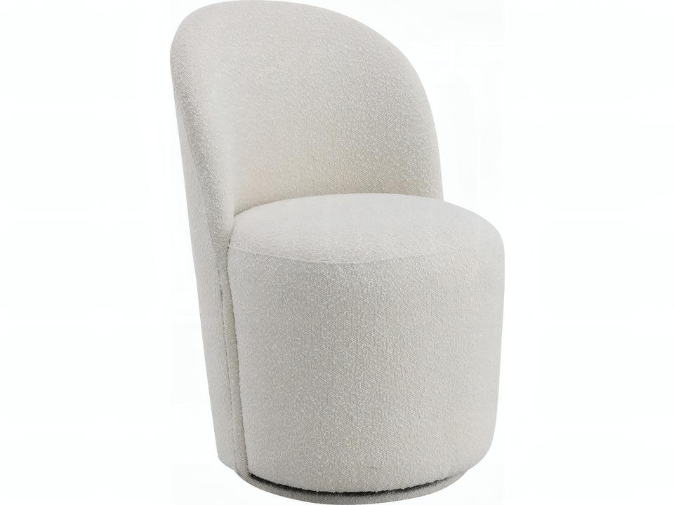 Hollis Upholstered Swivel Dining Side Chair Set of 2 in Beige Boucle