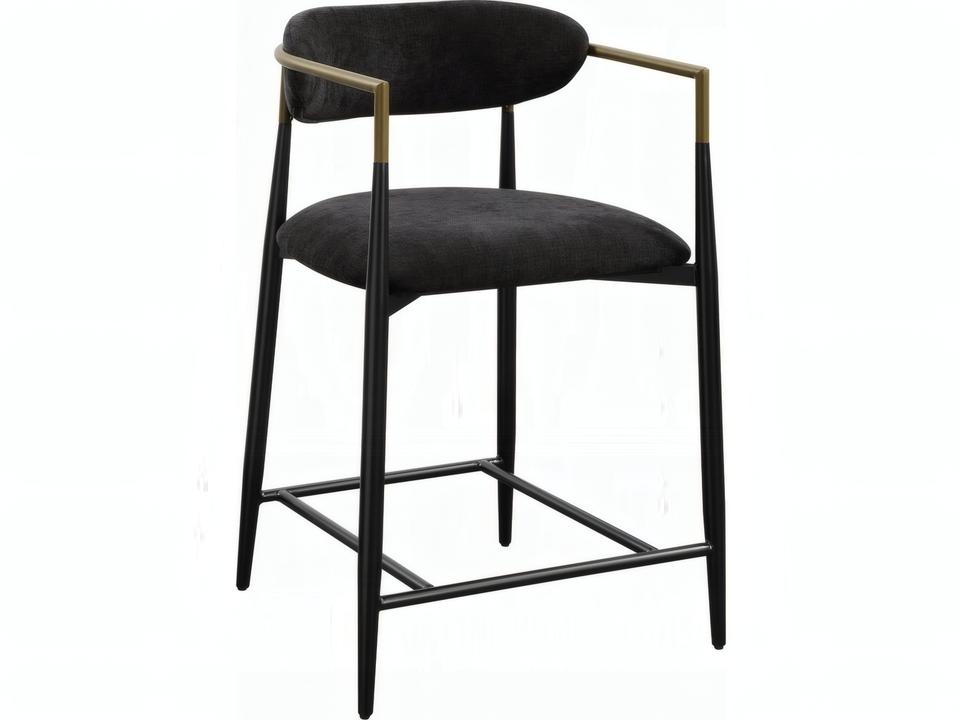 Jaramillo Upholstered Counter Height Chair in Black Chenille and Black Finish