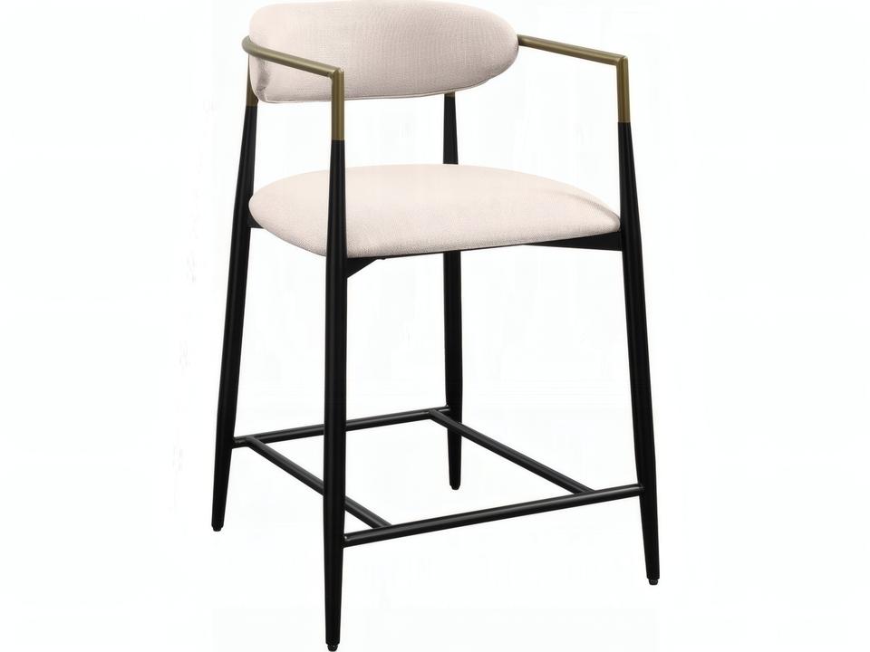 Jaramillo Contemporary Counter Height Dining Side Chair in Beige Linen and Black