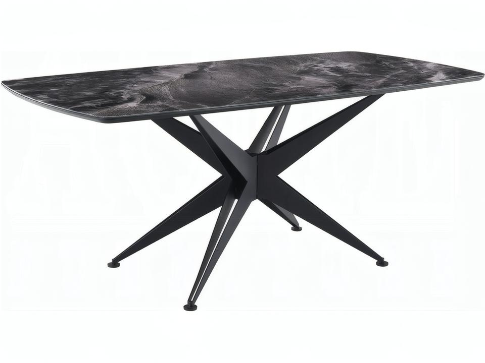 Klaus Rectangular Dining Table with Tempered Glass Top in Black