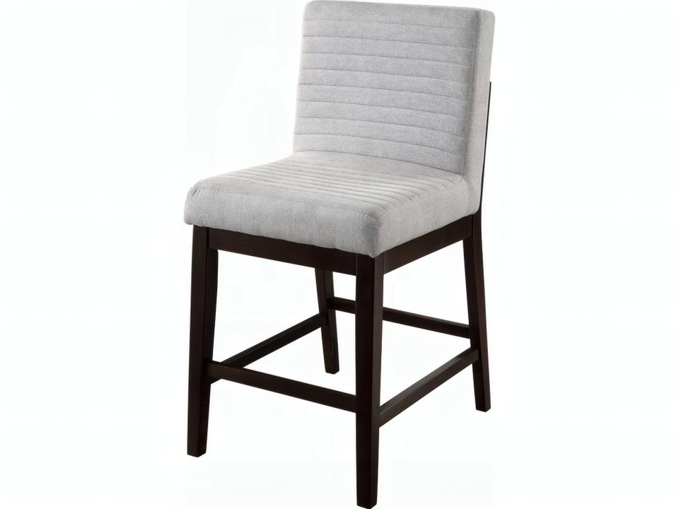 Edwyn 2-Piece Counter Stool Set in Gray Linen and Espresso
