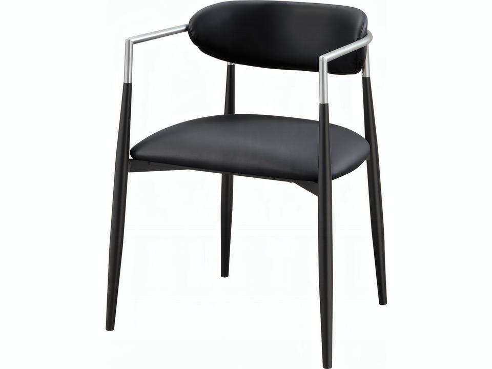 Gavan Contemporary Arm Chair Set of 2 in Black Synthetic Leather