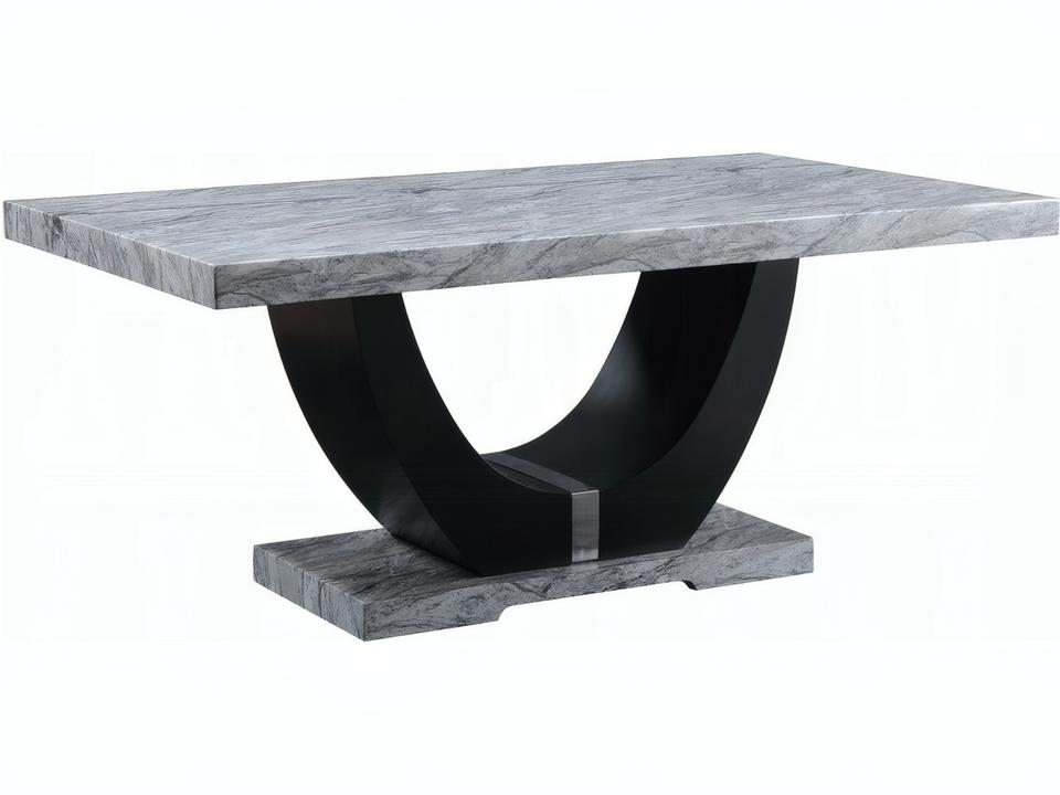 Caralin 70-Inch Rectangle Dining Table in Engineered Stone and Black