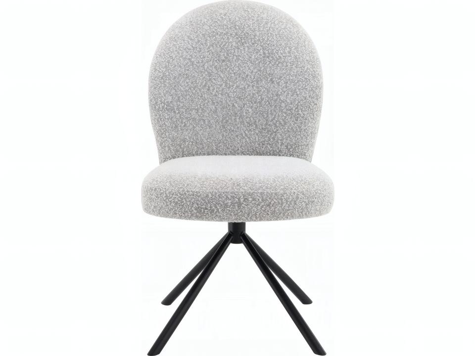 Lawton Swivel Dining Side Chair Gray Boucle and Black Set of 2