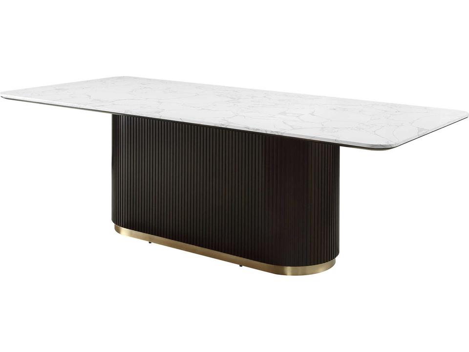Clayten Rectangle Dining Table with Engineering Marble Top and Espresso Finish