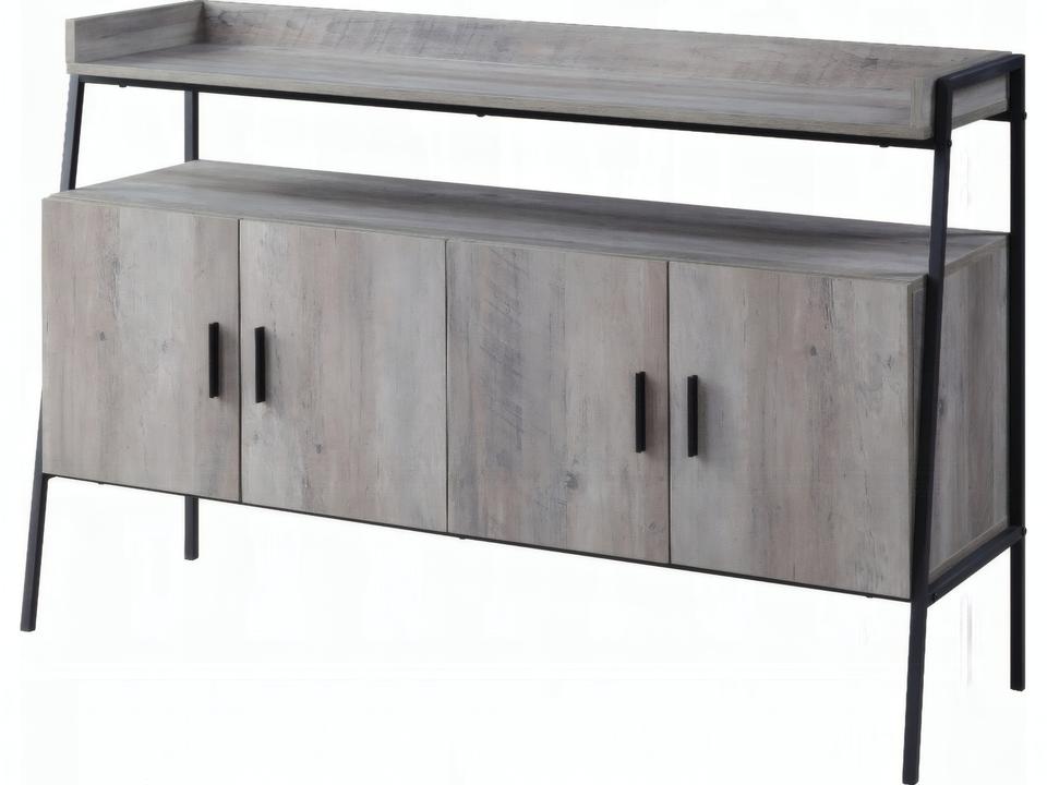 Samiya 52-Inch TV Stand in Gray Oak and Black Metal
