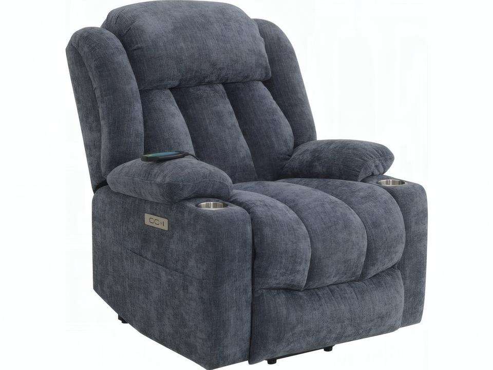 Omarion Blue Chenille Upholstered Recliner
