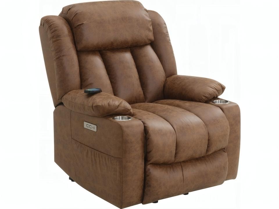 Omarion Brown Polished Microfiber Upholstered Recliner