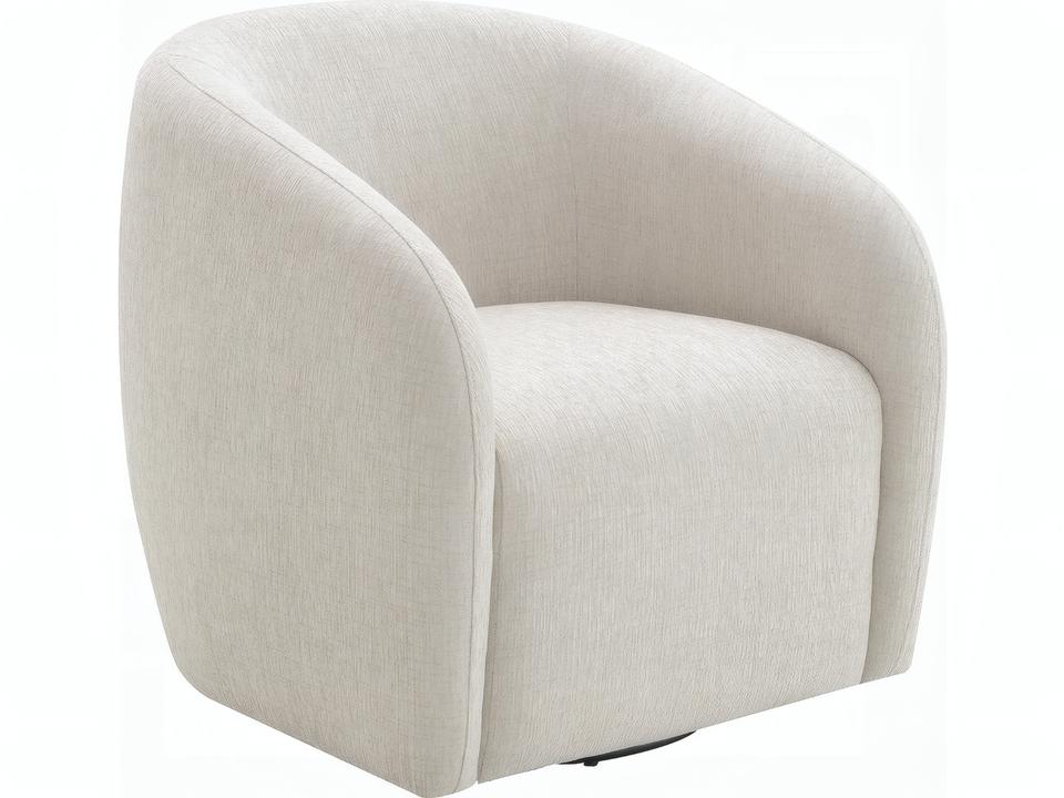 Etienne Swivel Accent Chair in Beige Linen with Pillows