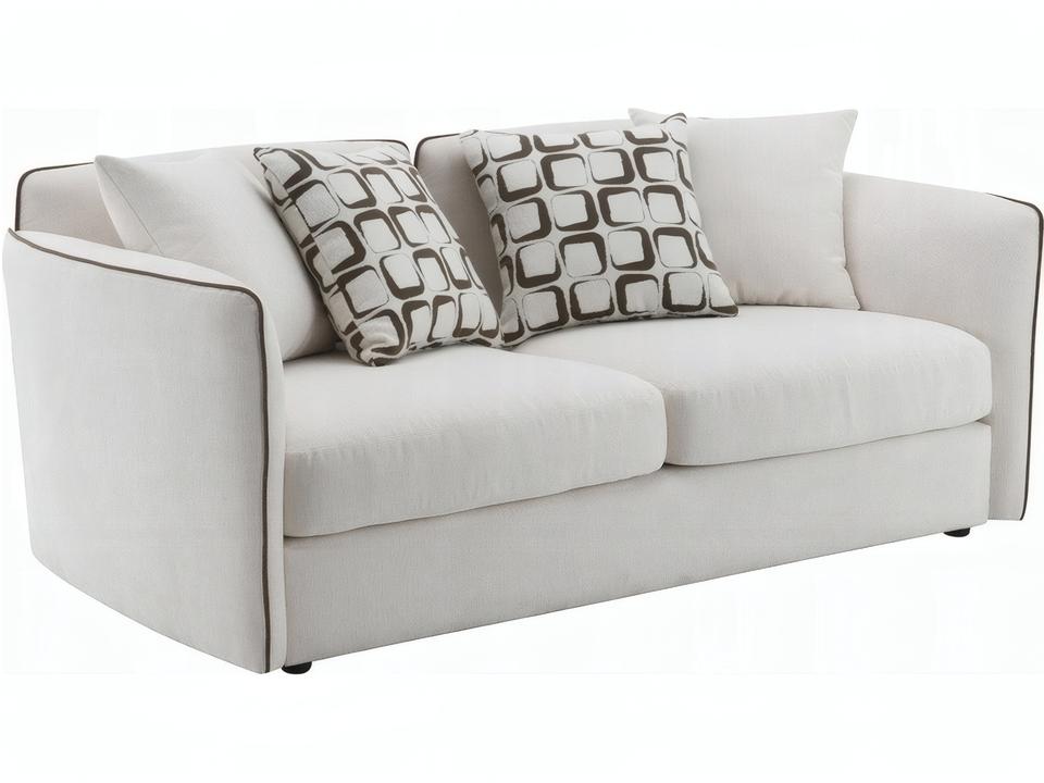 Yolanda Beige Chenille Loveseat with 4 Pillows