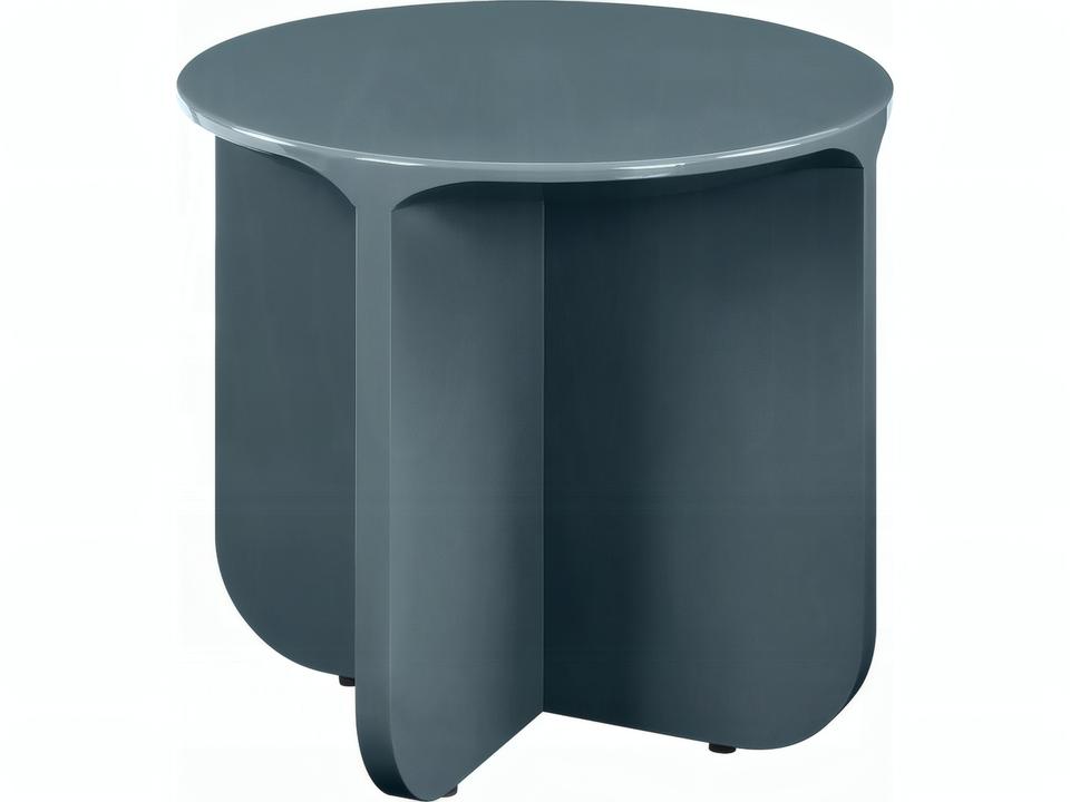 Lamond Round Wood Teal High Gloss End Table