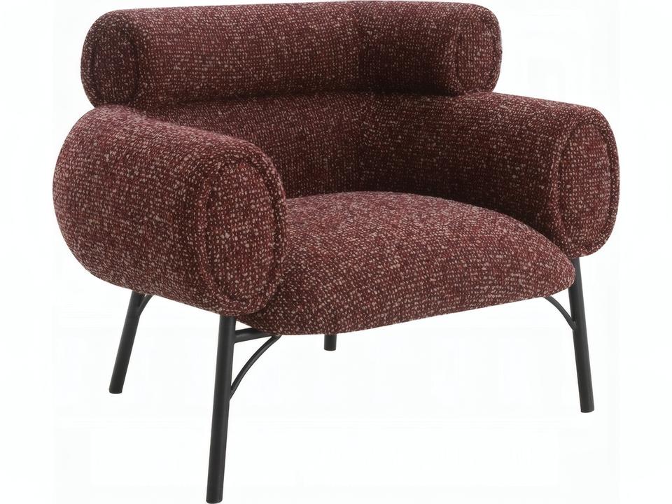 Mardi Accent Chair Maroon Tweed Fabric with Wooden Legs