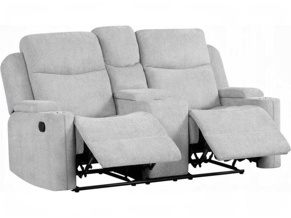 Galya Manual Reclining Loveseat with Console in Light Gray Chenille