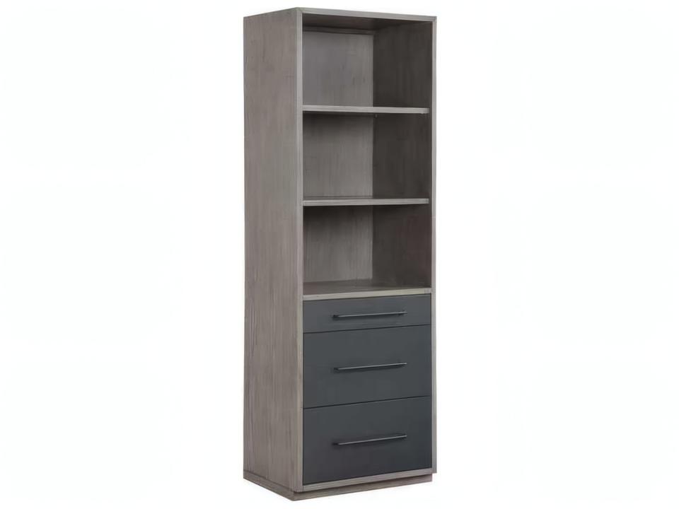 Estevon 3-Drawer 3-Shelf Bookcase in Gray Oak