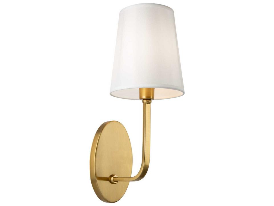 Rhythm 1-Light Wall Sconce in Brushed Gold with Linen Shade