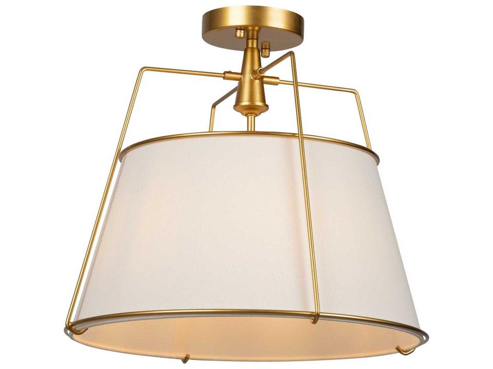 Pullman 3-Light Semi-Flush Mount Ceiling Light in Brass and Cream