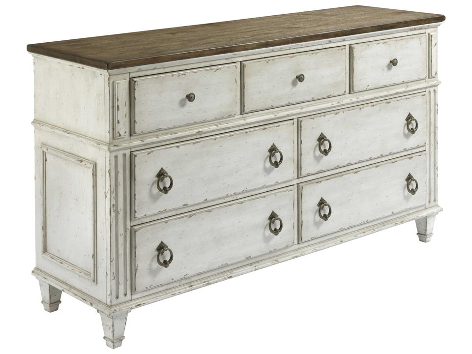 Southbury 7-Drawer Dresser in Fossil and Parchment Finish